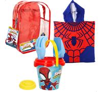 Spidey Set cubo de playa con poncho, accesorios y mochila