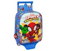 SPIDEY Team Up - Mochila Guardería con Carro Safta, Ideal para Niños de Diferentes Edades, Cómoda y Versátil, Calidad y Resistencia, 22x10x27 cm, Color Azul
