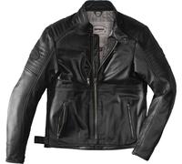 Spidi Clubber Chaqueta de cuero de motocicleta, negro, tamaño 54