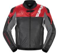 Spidi DP Progressive Chaqueta de cuero para moto, negro/rojo, Talla 50