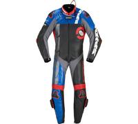 Spidi DP-Progressive Perforated Pro Traje de cuero para motocicleta de una pieza, negro-rojo-azul, tamaño 50