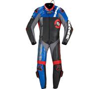 Spidi DP-Progressive Perforated Pro Traje de cuero para motocicleta de una pieza, negro-rojo-azul, tamaño 54