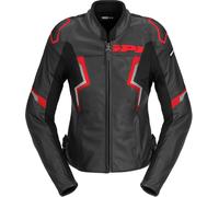 Spidi Evorider 3 Chaqueta de cuero de moto para mujer, negro-rojo, tamaño 44