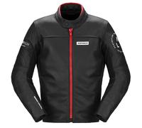 Spidi Genesis Chaqueta de cuero para motocicleta, negro-rojo, tamaño 56 para Hombres