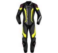 Spidi Laser Pro Traje de cuero de una pieza perforado motocicleta, negro-amarillo, tamaño 54 para Hombres