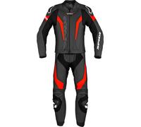 Spidi Laser Touring Traje de cuero de motocicleta de dos piezas, negro-rojo, tamaño 48