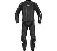 Spidi Laser Touring Traje de cuero de motocicleta de dos piezas, Negro/Blanco, Talla 48