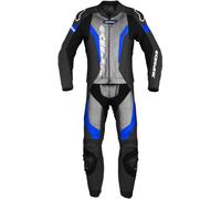 Spidi Laser Touring Traje de cuero de motocicleta de dos piezas, negro-gris-azul, tamaño 52 para Hombres