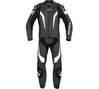 Spidi Laser Touring Traje de cuero de motocicleta de dos piezas, Negro/Negro/Blanco, Talla 58