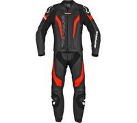 Spidi Laser Touring Traje de cuero de motocicleta de dos piezas, negro/rojo, Talla 52