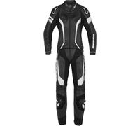 Spidi Laser Touring Traje de cuero de motocicleta para damas de dos piezas, Negro/Blanco, Talla 48