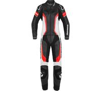 Spidi Laser Touring Traje de cuero de motocicleta para damas de dos piezas, negro/rojo/blanco, Talla 42