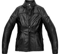 Spidi Mack Chaqueta de cuero de motocicleta para damas, negro, Talla 48