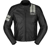 Spidi Roar Chaqueta de cuero para moto, negro-blanco, tamaño 52 para Hombres