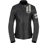 Spidi Roar Chaqueta de cuero para moto para mujer, negro/gris claro, Talla 42