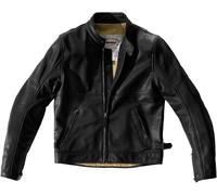 Spidi Rock Chaqueta de cuero para motocicleta, negro, tamaño 52 para Hombres