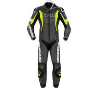 Spidi Sport Warrior Pro Traje de cuero de motocicleta perforado de una pieza, negro/amarillo, Talla 58