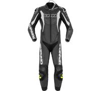 Spidi Sport Warrior Pro Traje de cuero de motocicleta perforado de una pieza, Negro/Blanco, Talla 56