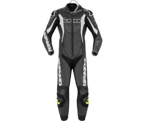 Spidi Sport Warrior Pro Traje de cuero de motocicleta perforado de una pieza, negro-blanco, tamaño 48 para Hombres