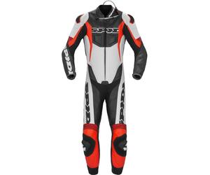 Spidi Sport Warrior Pro Traje de cuero de motocicleta perforado de una pieza, negro/rojo, Talla 48