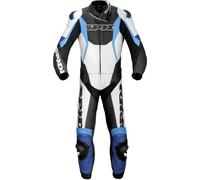 Spidi Sport Warrior Touring Two Piece Traje de cuero para motocicleta, negro/azul/blanco, Talla 50