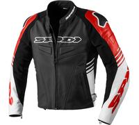 Spidi Track Warrior Chaqueta de cuero para motocicleta, negro/rojo, Talla 46