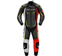 Spidi Track Wind Pro Traje de cuero de motocicleta de una sola pieza, Rojo/Blanco/Negro, Talla 46