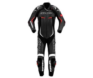Spidi Track Wind Replica Evo Traje de cuero de motocicleta de una sola pieza, negro-blanco, tamaño 46 para Hombres