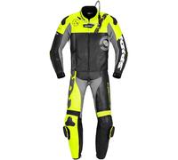 Spidi DP-Progressive Touring Traje de cuero de motocicleta de dos piezas, negro-amarillo, tamaño 46 para Hombres