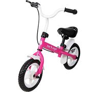 Spielwerk Bicicleta sin Pedales para Niños 2-5 años Altura Ajustable Sillín de Goma Ruedas 10' con Freno Rosa