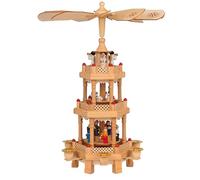 Spielwerk Pirámide de Navidad Madera 3 Niveles Figuras Adorno Decoración Pintada a Mano 35x20x20cm Adviento