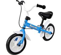 SPIELWERKŽ Bicicleta sin Pedales para Nińos 2-5 ańos Altura Ajustable Sillín de Goma Ruedas 10' con Freno Azul