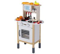 SPIELWERKŽ Cocina de Juguete Madera, Cocinita Infantil Interactiva Nińos, Accesorios Fregadero Horno Microondas, Juguetes Nińas Cocinar Completa, 57x29,5x77cm