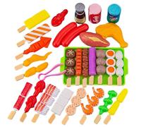 Spielzeug-Grillessen - BBQ Grill Spielzeug Essen | Spielzeugs-Grillzubehör Für Rollenspiele, Fake-Food-Zubehör, Interaktives Kochset Für Kinder, Grillzubehör, Campingspielzeug, Geburtstagsgeschenk