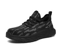 SPIEZ Antiestáticos Zapatos de Seguridad Mujer S1P Antideslizantes, Zapatillas de Trabajo Sin Metal con Plantillas Antiperforación, Slip-on Calzado de Seguridad Transpirables, EU39, Negro-Gris