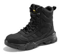 SPIEZ Botas de Seguridad Hombre SB PL, Ligeras Botas de Trabajo con Cremallera, Cómodos Zapatos de Seguridad con Puntera de Acero, EU45, Negro
