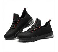 SPIEZ Zapatos de Seguridad para Hombre y Mujer, Zapatillas de Trabajo Ligeras con Puntera Composite, Antideslizantes y con Amortiguación de Aire, Negro/Rojo, EU 37