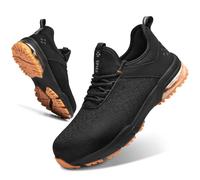 SPIEZ Zapatos de Seguridad para Hombres Mujeres - Puntera de Acero Compuesto sin Amortiguación de Aire, Diseño de Zapatilla de Moda Ligera, Comodidad de Manos Libres, Negro Naranja EU 41