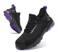 SPIEZ Zapatos Seguridad Mujer Ligeros, Zapatos de Trabajo Comodas, Negro-Morado, EU 36