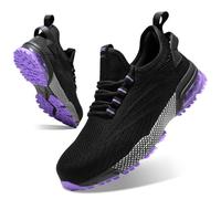 SPIEZ Zapatos Trabajo Mujer, Zapatos Antideslizantes, Negro/Morado EU35