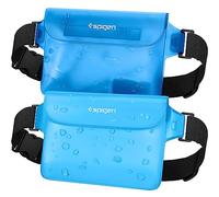Spigen A620 [Pack de 2] IPX8 Riñonera Impermeable Ajustable | Azul Mar, Funda Estanca Natación y Viaje, Correa Larga Ajustable, Gran Capacidad IPX8, Compatible iPhone y Samsung