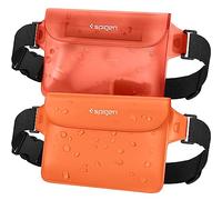 Spigen A620 [Pack de 2] IPX8 Riñonera Impermeable Ajustable | Naranja Atardecer, Funda Estanca Natación y Viaje, Correa Larga Ajustable, Gran Capacidad IPX8, iPhone y Samsung