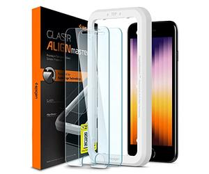 Spigen AlignMaster Protector Pantalla para iPhone SE 3 (2022), iPhone SE 2 (2020), iPhone 8, iPhone 7, 2 Unidades, Compatible con Funda, Dureza 9H