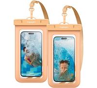 Spigen Aqua Shield Funda Impermeable Móvil [2 Unidades, IPX8 Certificado] hasta 8,2", Bolsa Estanca Universal para iPhone 15 Pro MAX, Galaxy S24 Ultra, Pixel 8, Xiaomi 14 - Albaricoque