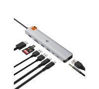 Spigen ArcDock Hub USB C, 9 en 1 100W PD 3.0 4K 60Hz HDMI 5Gbps USB C y 3 USB A, Ethernet, Lector de Tarjetas MicroSD/SD para MacBook Pro Air M1 M2 Steam Deck Dell XPS