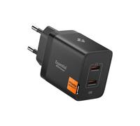 Spigen ArcStation Essential 47W Cargador USB C rápido [Compact & 2 Puertos] GaN Mini Toma Cargador, PD 3.0, PPS Compatible con iPhone 16/16e/15 Samsung S25/S24 Pixel 9a/9 iPad Air Android - Negro