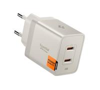 Spigen ArcStation Essential 47W Cargador USB C rápido [Compact & 2 Puertos] GaN Mini Toma Cargador, PD 3.0, PPS Compatible con iPhone 17e 17, Samsung Galaxy A57 A37 5G S26, Pixel 10a - Titanio natural