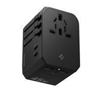 Spigen ArcStation Essential Adaptador Enchufe Universal 45W, Adaptador de Viaje con 2 USB-C PD y 2 USB-A, Universal para US/AU EU UK Más de 200 Países para Teléfonos, Tabletas y más - Negro