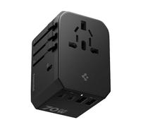 Spigen ArcStation Essential Adaptador Enchufe Universal 70W, Adaptador de Viaje con 3 USB-C PD y 2 USB-A, Universal para US/AU EU UK Más de 200 Países para Teléfonos, Tabletas y más - Negro
