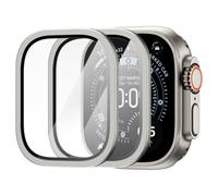 Spigen Bezel Tune Anillo con Protector de Pantalla para Apple Watch Ultra | Protector de bisel en aleación de aluminio con cristal templado 9H antiarañazos para Apple Watch Ultra 4/3/2/1 49mm - Titanio